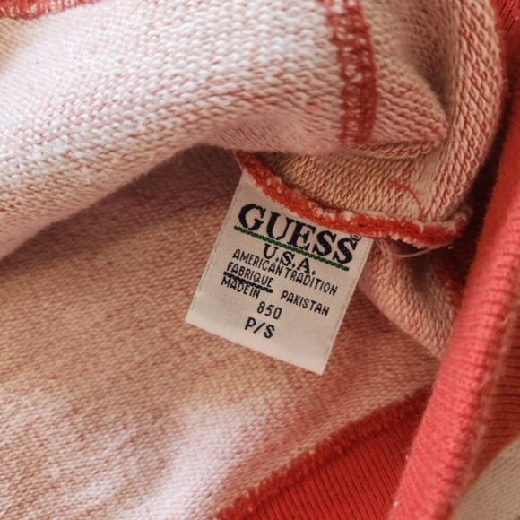Vntg Guess Jeans 100% cotton, sweater‎ tee Orange, Hooded. - Picture 3 of 9